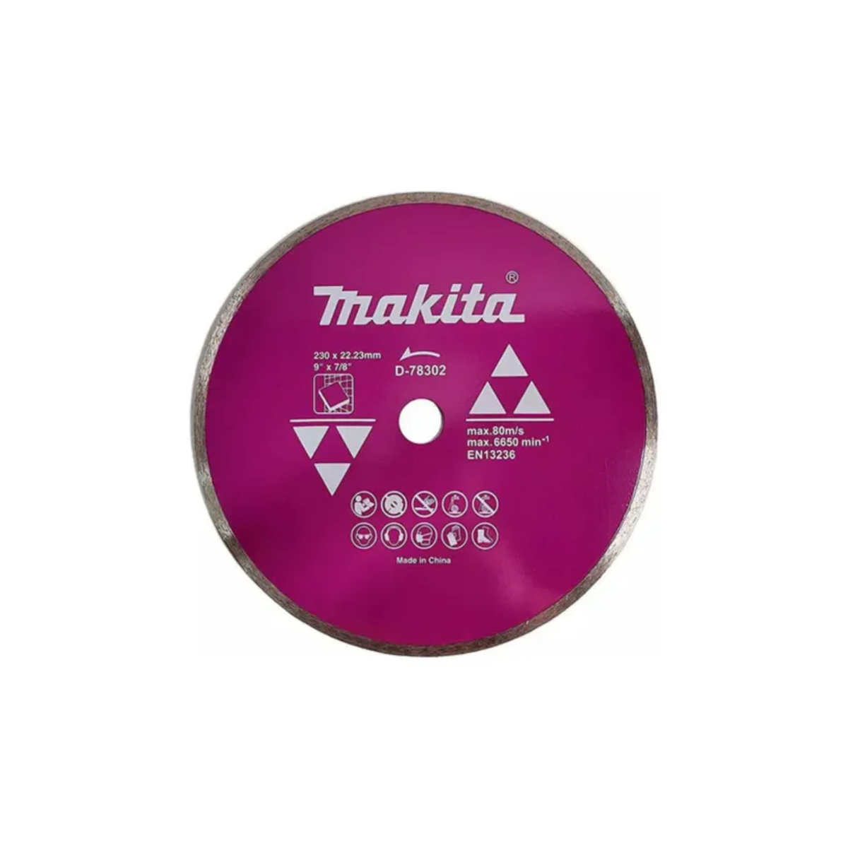 Disco diamantado continuo Makita de 9 pulgadas para porcelanato