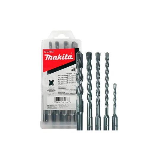 Juego de 5 brocas SDS-Plus para concreto Makita D-07973 de 3/16 a 1/2 pulgada