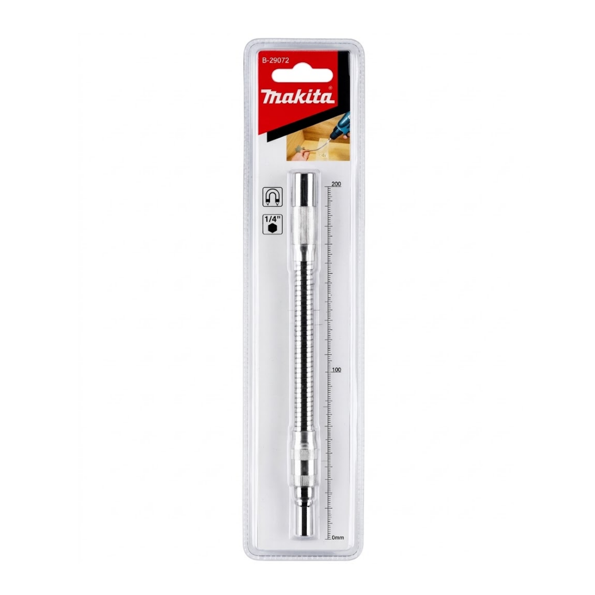 Extensión flexible de 200 mm para puntas 1/4 pulgada Makita B-29072