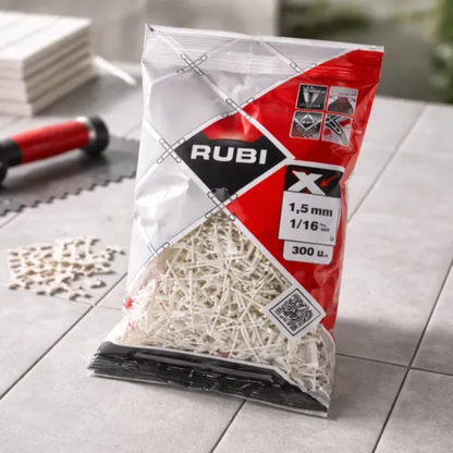 Crucetas niveladoras RUBI 02912 de 1.5 mm para cerámica, 300 piezas
