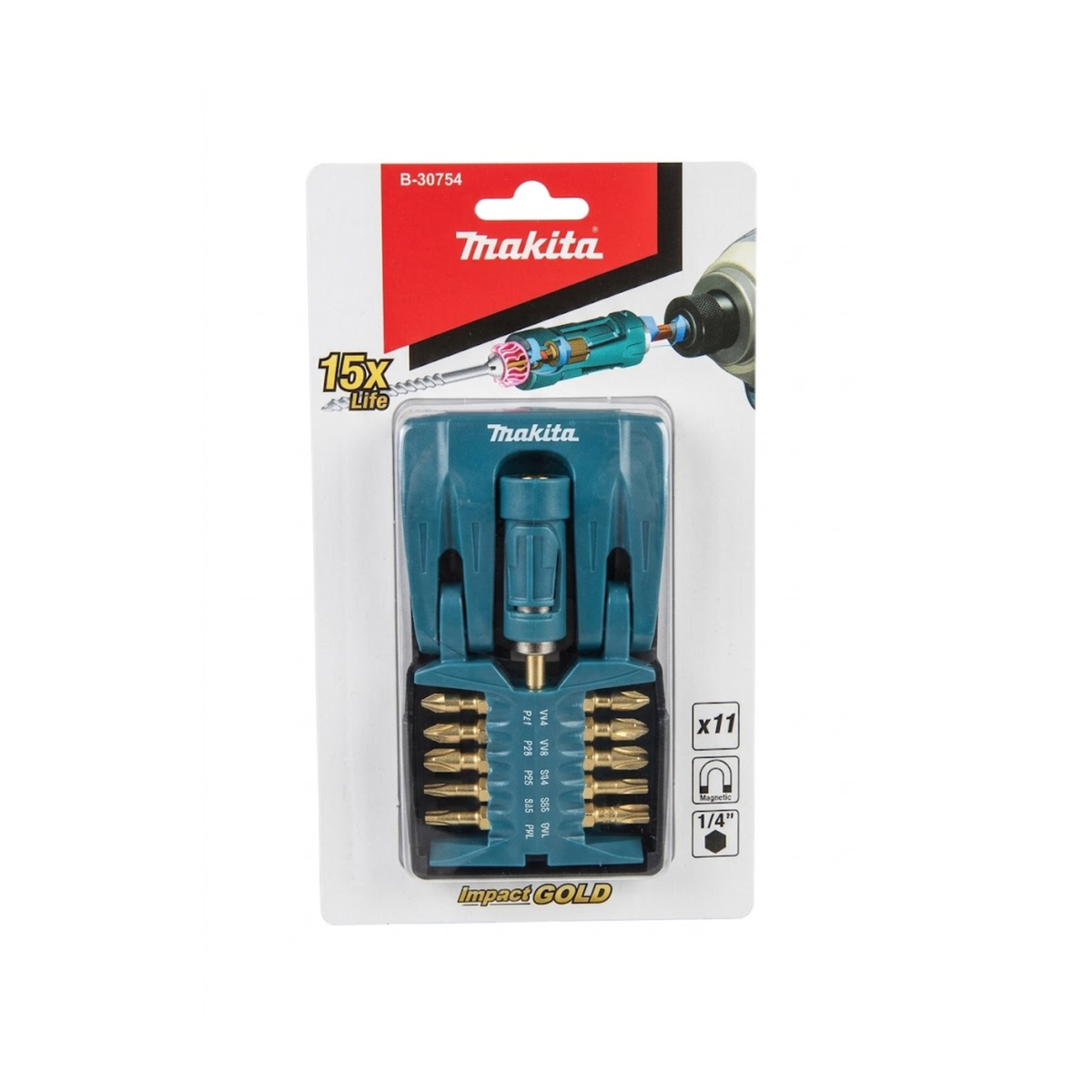 Juego de 11 puntas Impact Gold para atornillador de impacto Makita B-30754