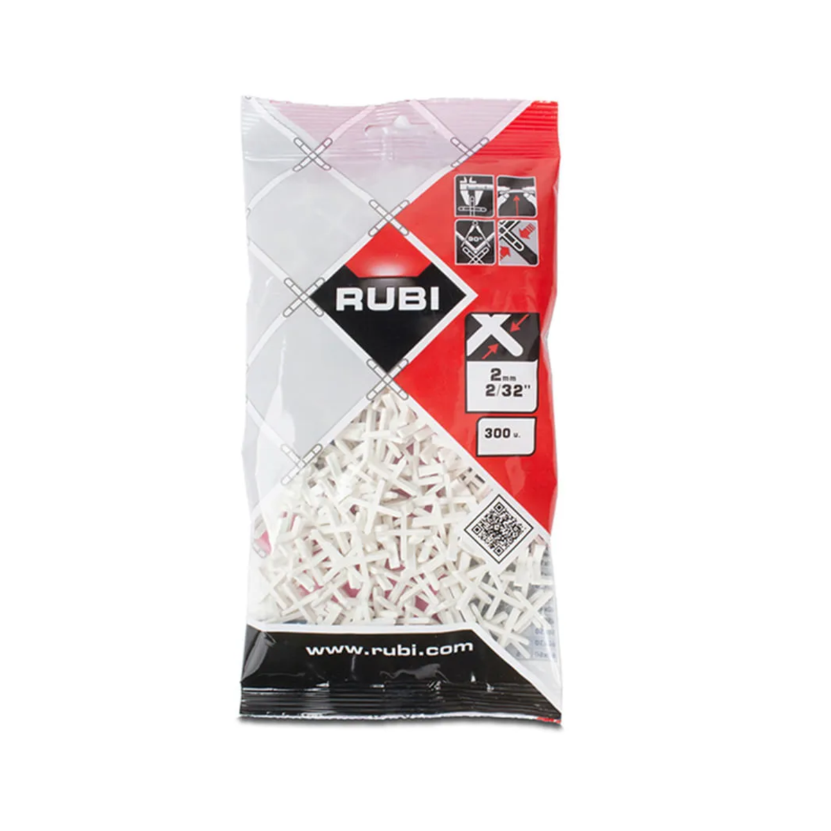 Crucetas niveladoras RUBI 02901 de 2.0 mm para cerámica, 300 piezas
