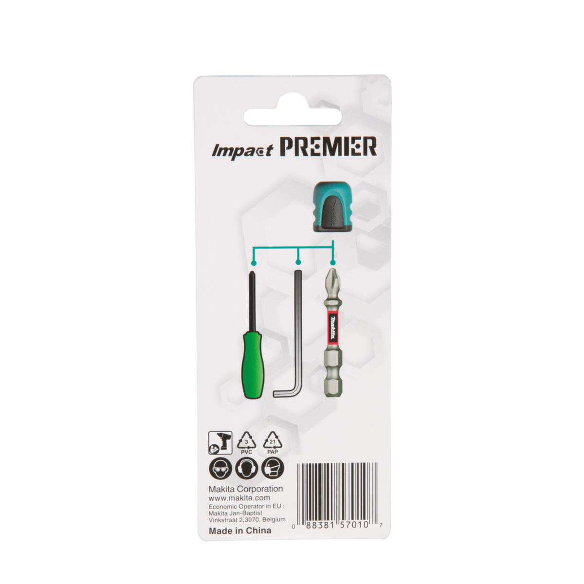 Adaptador magnético Makita E-03442 - en uso con punta de atornillar