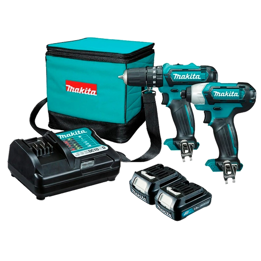 Combo Makita CLX228 de 12V con taladro percutor 3/8 y atornillador