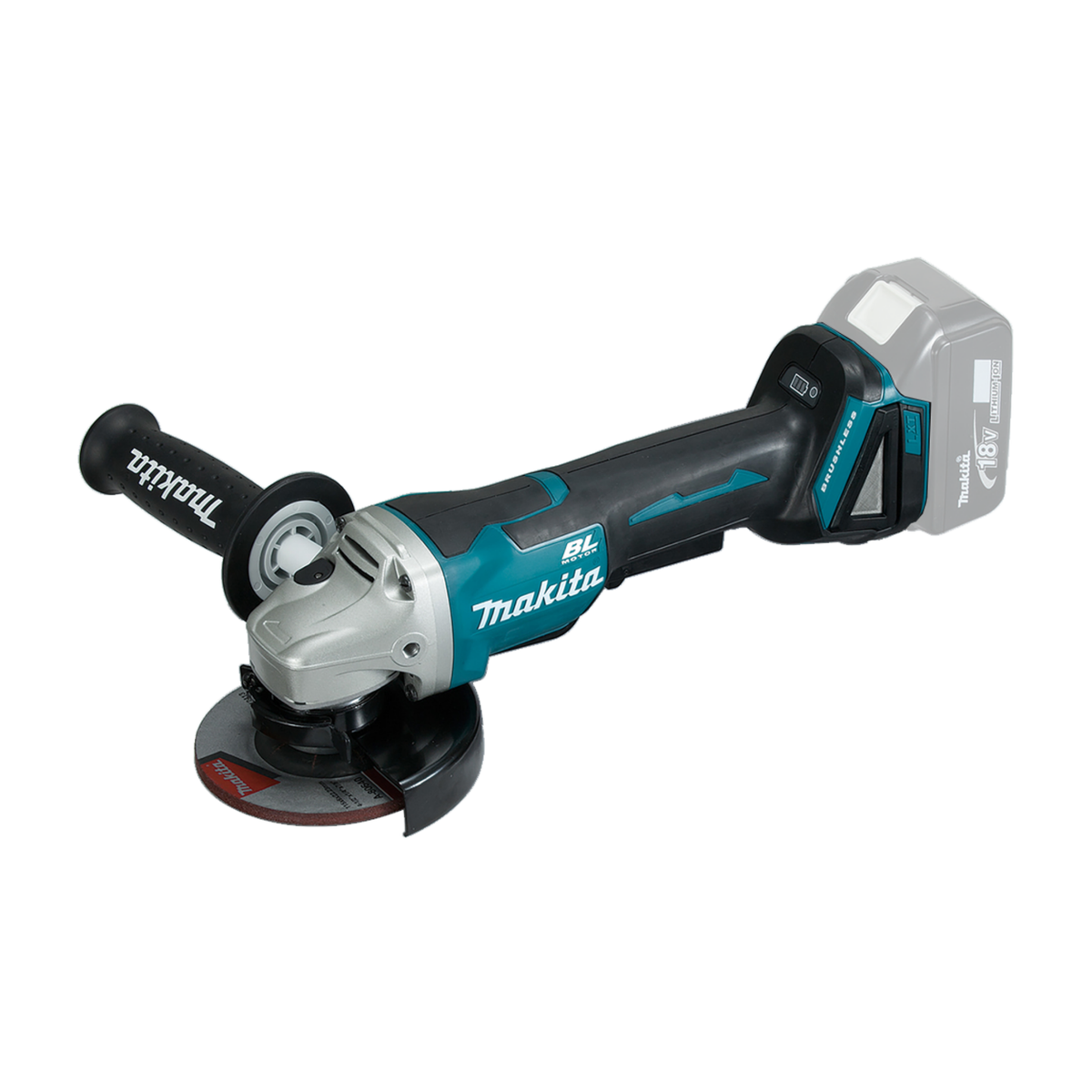 Pulidora angular inalámbrica Makita DGA458Z - vista lateral