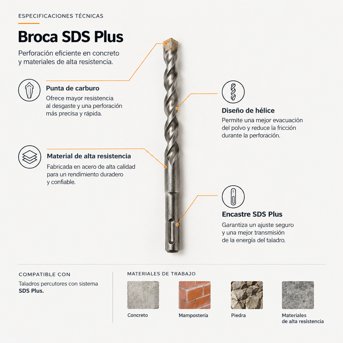 Broca SDS-Plus para concreto Makita D-00963 - vista completa