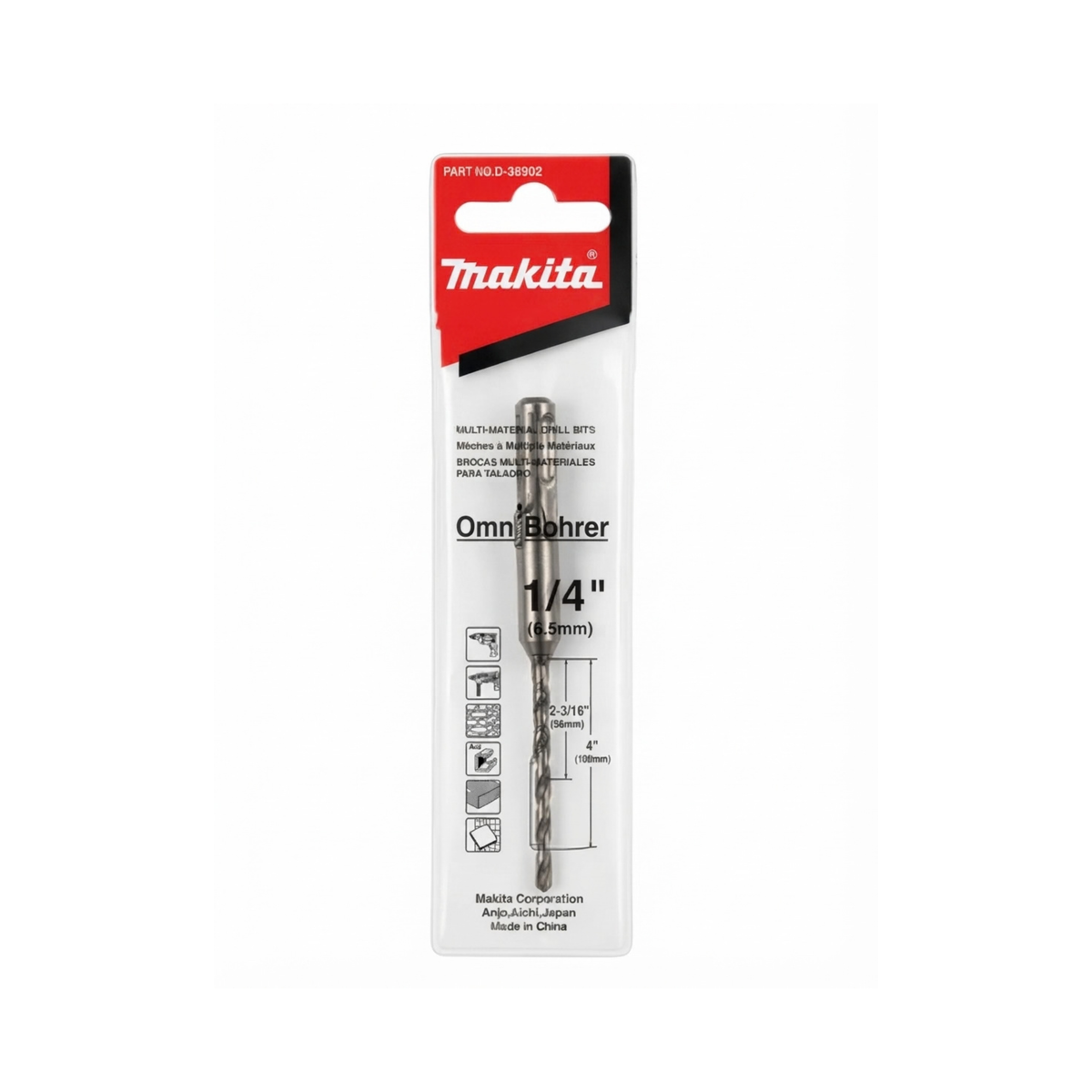 Broca multipropósito de carburo Makita D-36902 de 1/4 x 4 pulgadas