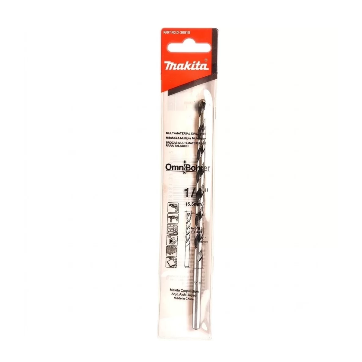 Broca multipropósito de carburo Makita D-36918 de 1/4 x 6 pulgadas