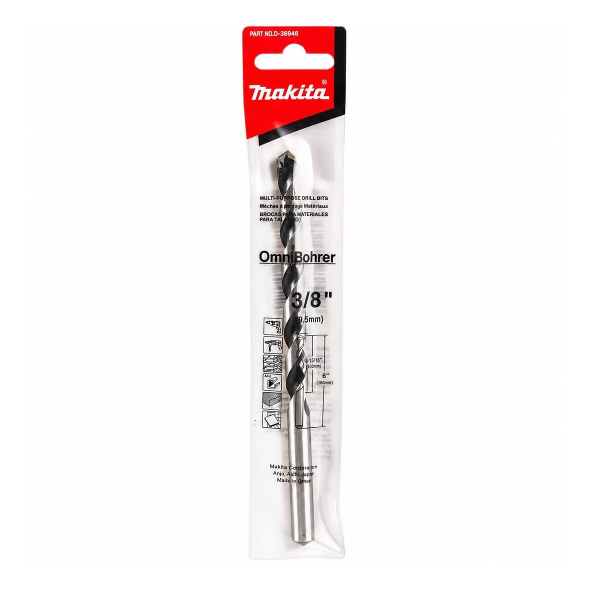 Broca multipropósito de carburo Makita D-36946 de 3/8 x 6 pulgadas