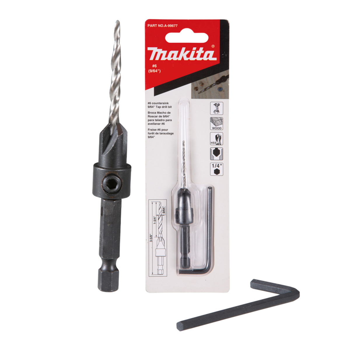Avellanador para madera Makita A-99677 de 9/64 de pulgada número 6