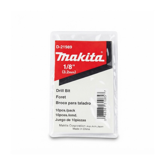 Brocas HSS para metal Makita D-21989 de 1/8 x 2.3/4 pulgadas, paquete de 10