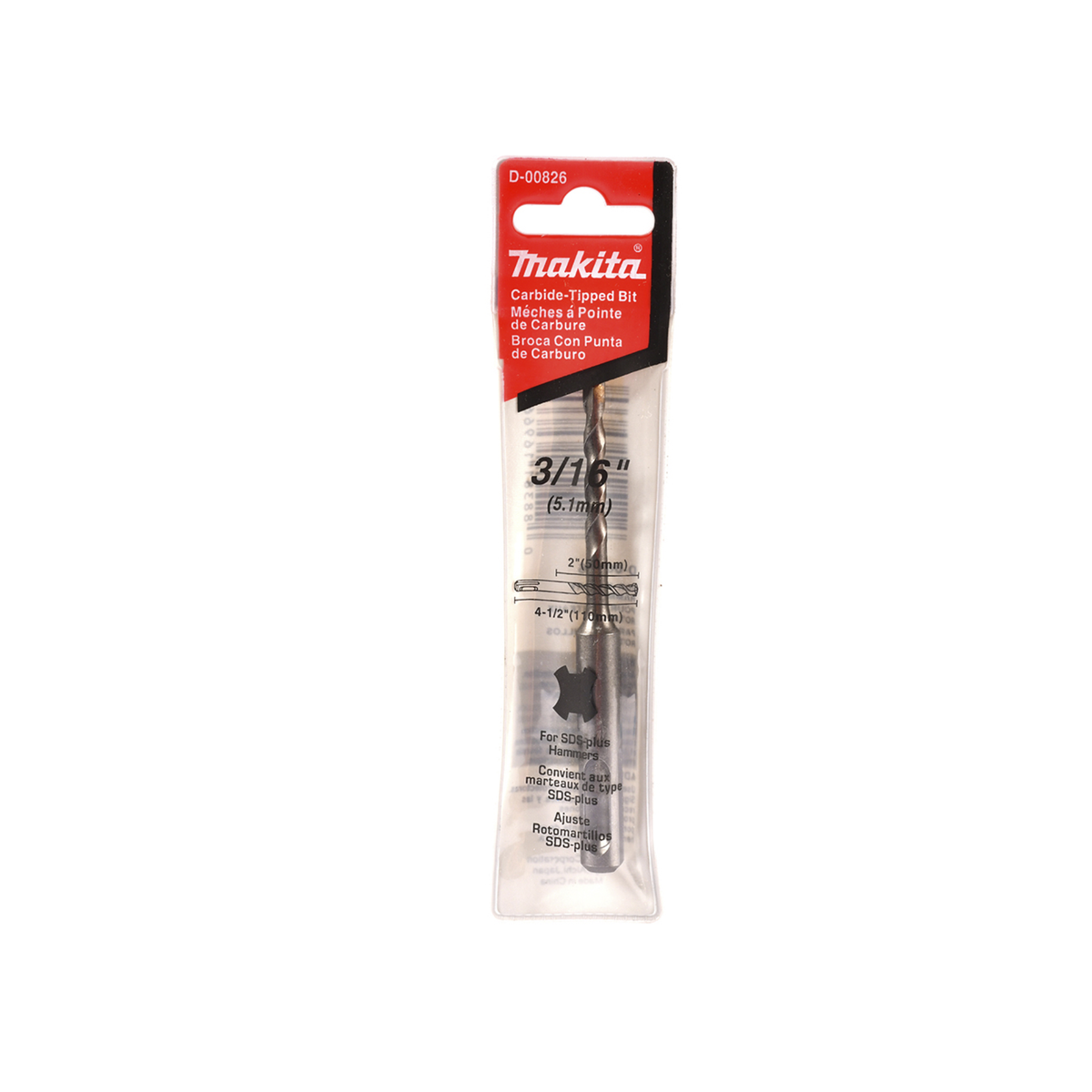Broca SDS-PLUS para Concreto 3/16 x 4.1/2" Makita D-00826