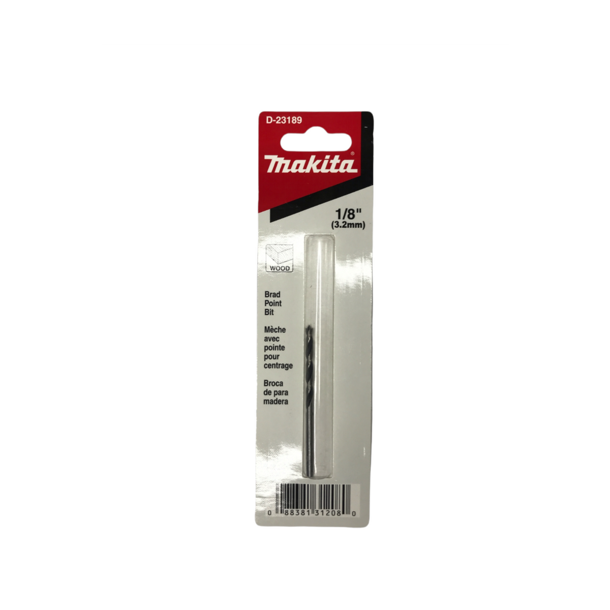 Broca de 3 filos para madera Makita D-23189 de 1/8 x 2.3/4 pulgadas