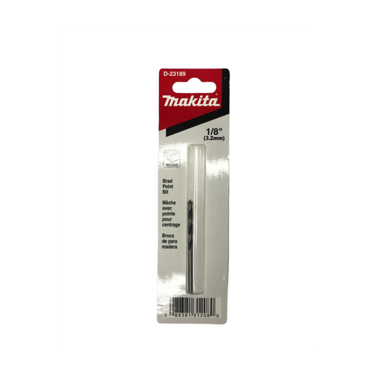 Broca de 3 filos para madera Makita D-23189 de 1/8 x 2.3/4 pulgadas