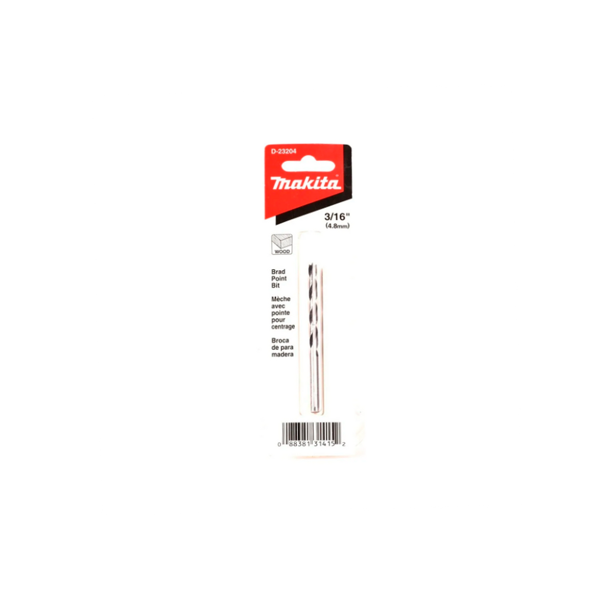 Broca de 3 filos para madera Makita D-23204 de 3/16 x 3.1/2 pulgadas