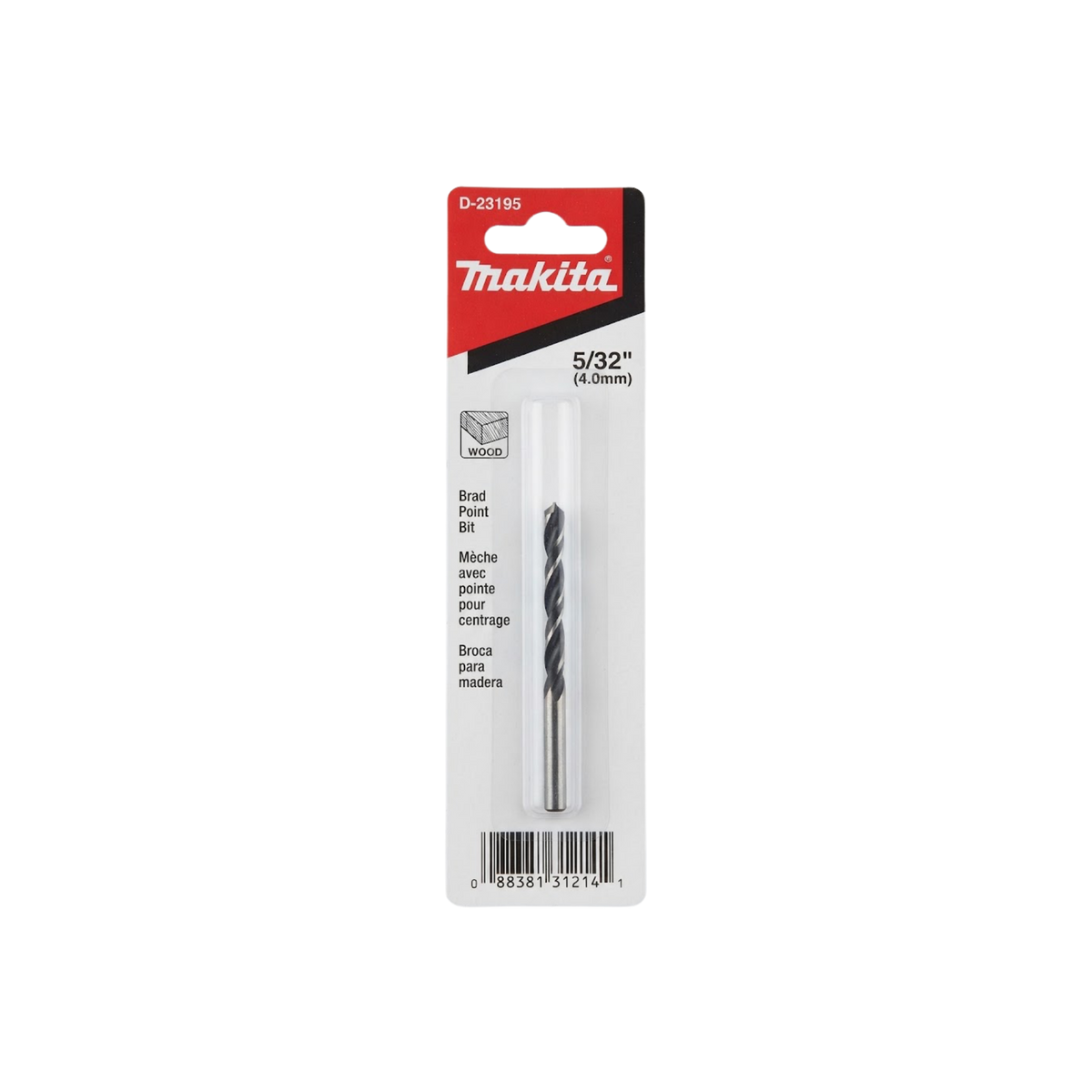 Broca de 3 filos para madera Makita D-23195 de 5/32 x 3.1/8 pulgadas
