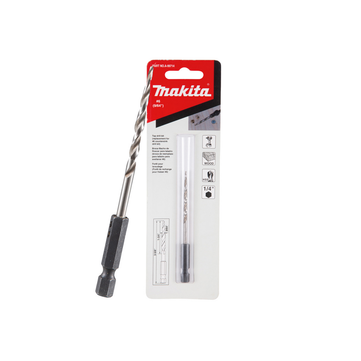 Broca de repuesto para avellanador Makita A-99714 de 9/64 de pulgada
