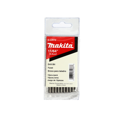 Brocas HSS para metal Makita D-22012 de 11/64 de pulgada, paquete de 10