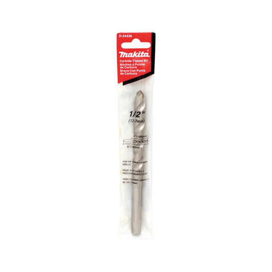 Broca de muro recta Makita D-24430 de 1/2 x 6 pulgadas para concreto