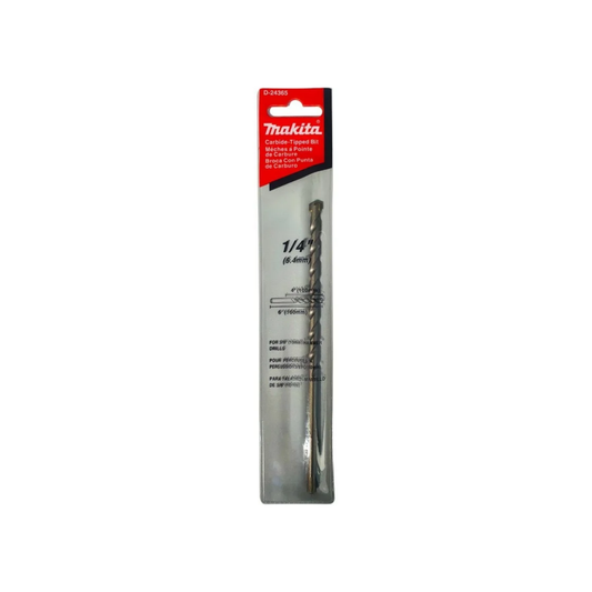 Broca de muro recta Makita D-24365 de 1/4 x 6 pulgadas para concreto
