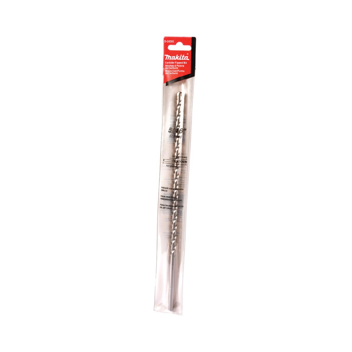 Broca de muro recta Makita D-24393 de 5/16 x 12 pulgadas para concreto