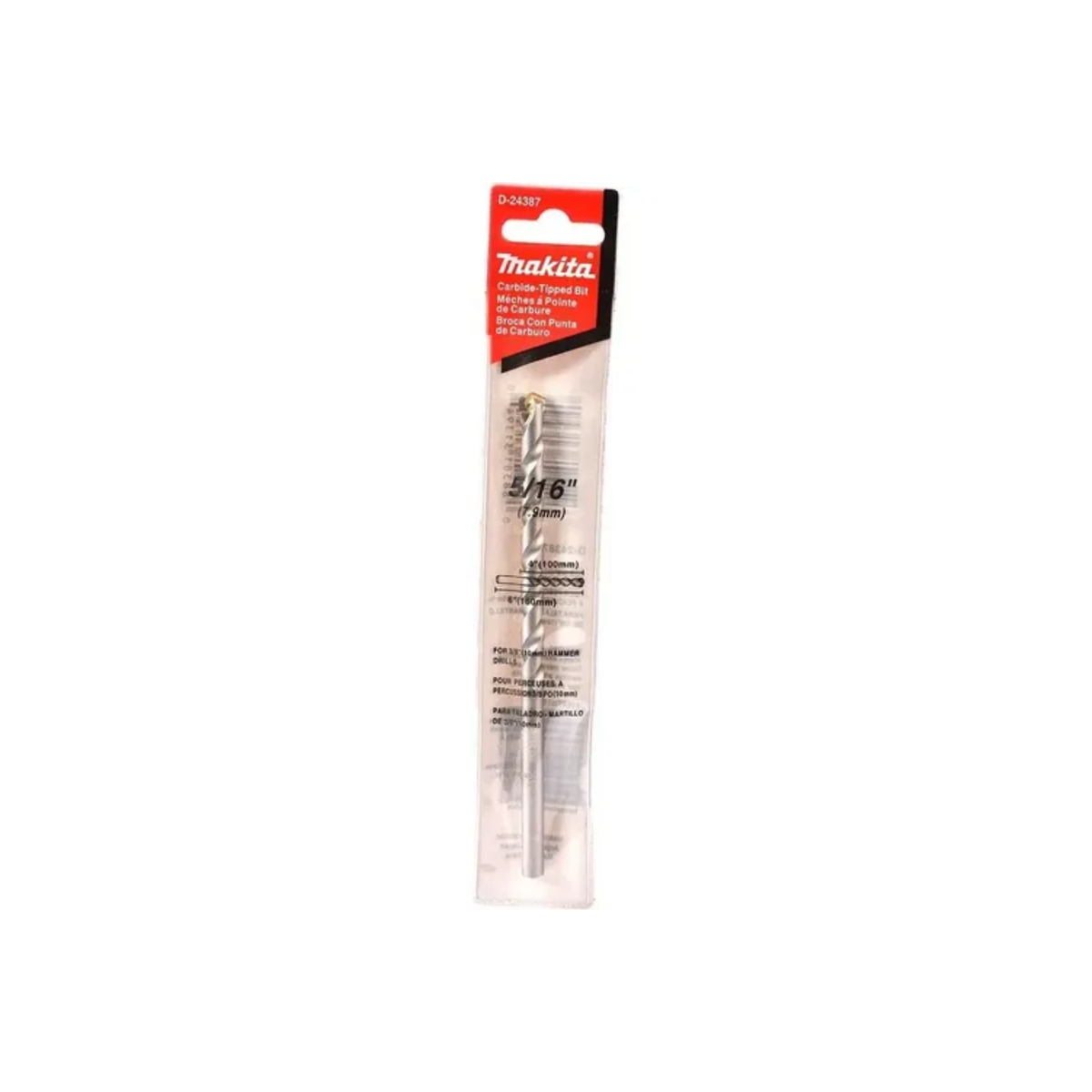 Broca de muro recta Makita D-24387 de 5/16 x 6 pulgadas para concreto