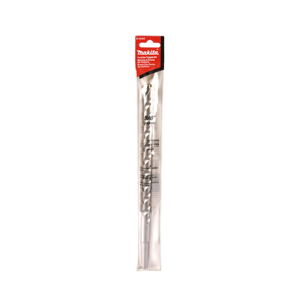 Broca de muro recta Makita D-24468 de 5/8 x 12 pulgadas para concreto